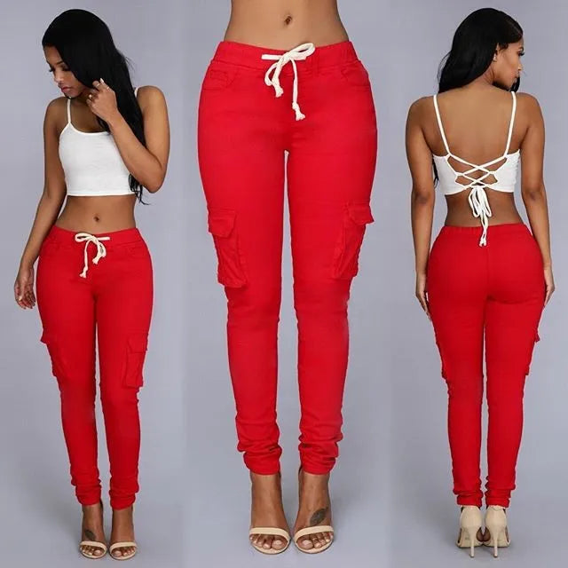 Elegant Elastic Drawstring Pencil Pants