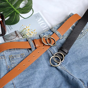 Big Double Ring Metal Buckle Belt