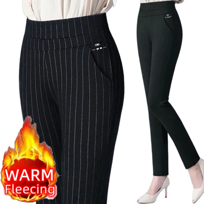 Women's Trousers Stripes Black