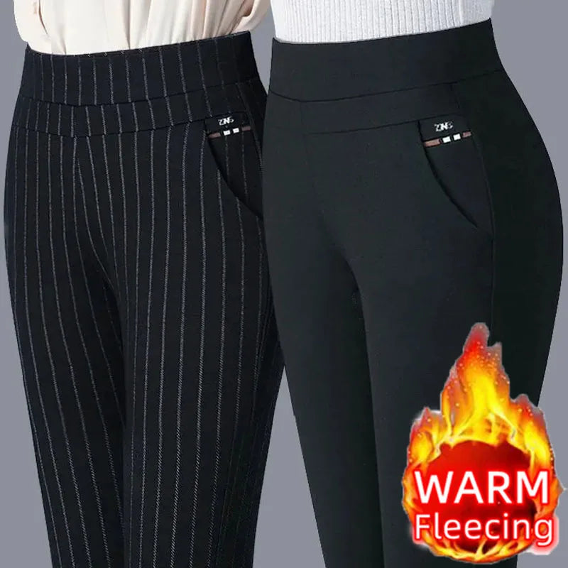 Women's Trousers Stripes Black