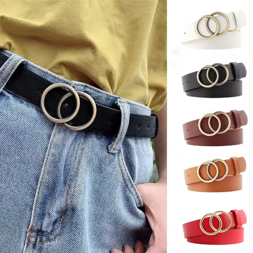 Big Double Ring Metal Buckle Belt