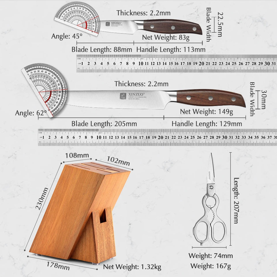 XINZUO Professional Full 7 PCS Knife Set