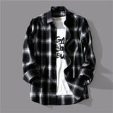 Trendy Black White Plaid Shirt Men's